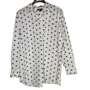 Lands' End No Iron Supima Cotton Floral Popover Blouse Top Sz 18